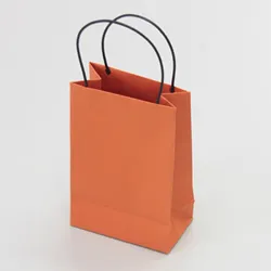 紐付ペーパーバッグ(紙袋)オレンジ-縦長Mサイズ