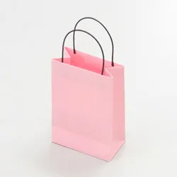 紐付ペーパーバッグ(紙袋)ピンク-縦長ハーフロングサイズ