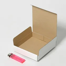 カップカバー梱包用ダンボール箱 | 127×127×25mmでN式差込タイプの箱