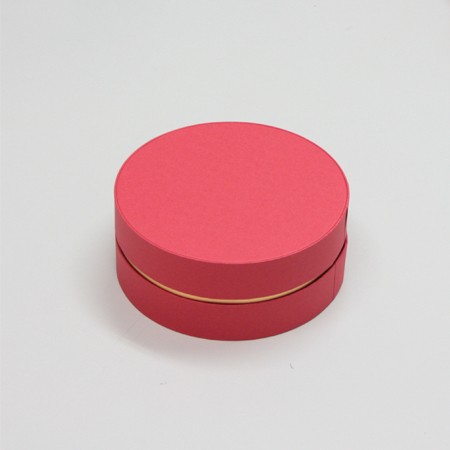 丸型かぶせ蓋付スイーツギフト用BOX(パイ・バウムクーヘン他)赤-Sサイズ-2