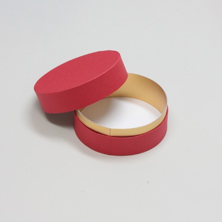 丸型かぶせ蓋付スイーツギフト用BOX(パイ・バウムクーヘン他)赤-Sサイズ-3