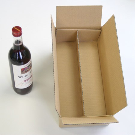 【宅配60】10枚~@200円段ボール箱。仕切り付ワインボトル二本用A式箱(小さい60cm規格の段ボール箱)