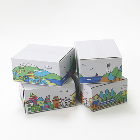 デザインダンボール箱【宅配50】ミラプリ・Lot006(カラフルタウンビュー)-5