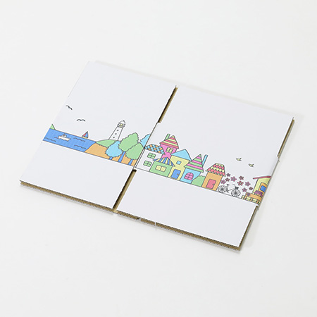 デザインダンボール箱【宅配50】ミラプリ・Lot006(カラフルタウンビュー)-8