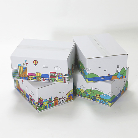 デザインダンボール箱【宅配80】ミラプリ・Lot008(カラフルタウンビュー)-5