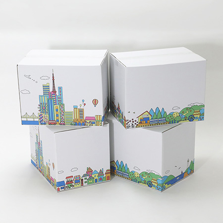 デザインダンボール箱【宅配100】ミラプリ・Lot009(カラフルタウンビュー)-4