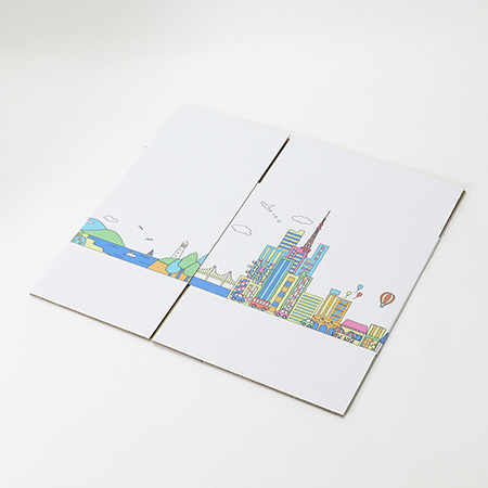 デザインダンボール箱【宅配100】ミラプリ・Lot009(カラフルタウンビュー)-7