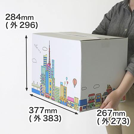 デザインダンボール箱【宅配100】ミラプリ・Lot009(カラフルタウンビュー)-9