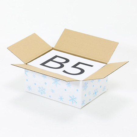 【宅配60サイズ】 デザインダンボール箱(雪の結晶・白×水色)-2