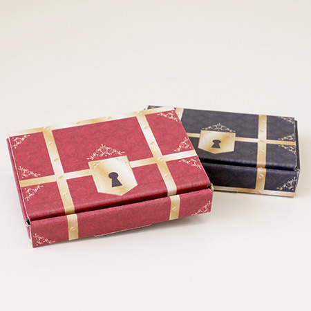 【名刺サイズ】小型ダンボール(宝箱デザイン/赤)-5