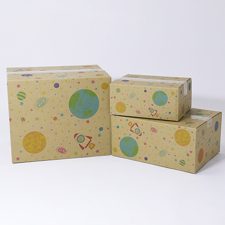 【宅配60サイズ】デザインダンボール箱 ふわふわ宇宙空間-6