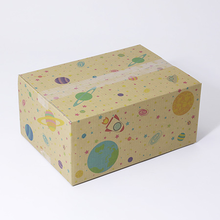 【宅配80サイズ】デザインダンボール箱 ふわふわ宇宙空間-2