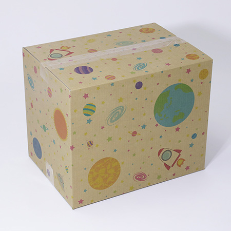 【宅配100サイズ】デザインダンボール箱 ふわふわ宇宙空間-2