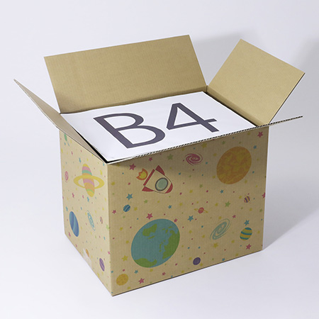 【宅配100サイズ】デザインダンボール箱 ふわふわ宇宙空間-3