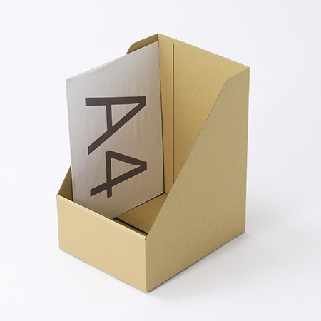 【A4対応】ダンボール製ファイルボックス・収納スタンド(茶)-3