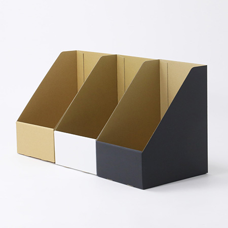 【A4対応】ダンボール製ファイルボックス・収納スタンド(黒)-8