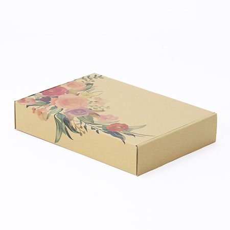 【宅配60サイズ】デザインダンボール箱・茶(お花のあしらい)-3