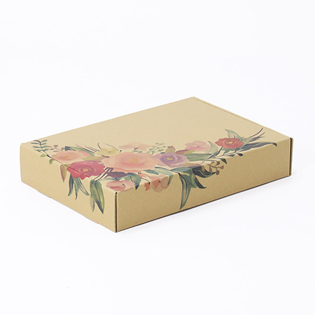 【宅配60サイズ】デザインダンボール箱・茶(お花のあしらい)-4