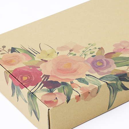 【宅配60サイズ】デザインダンボール箱・茶(お花のあしらい)-5