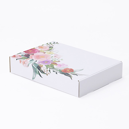 【宅配60サイズ】デザインダンボール箱・白(お花のあしらい)-3