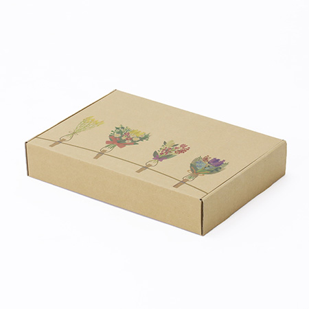 【宅配60サイズ】デザインダンボール箱・茶(お花のガーランド)-3