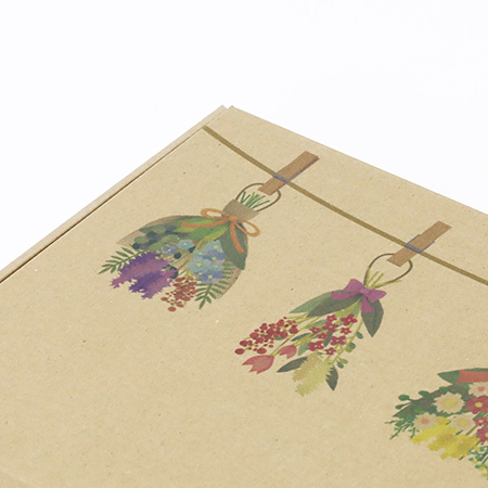 【宅配60サイズ】デザインダンボール箱・茶(お花のガーランド)-4