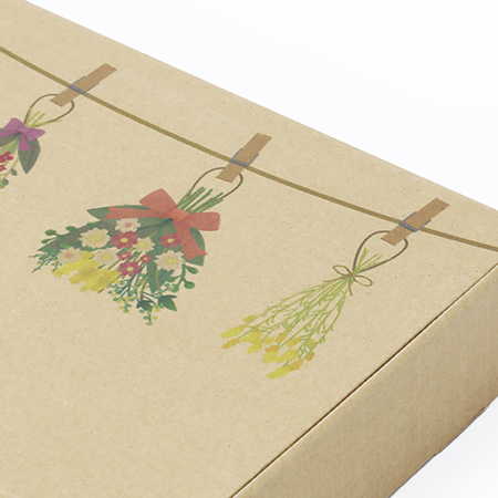 【宅配60サイズ】デザインダンボール箱・茶(お花のガーランド)-5