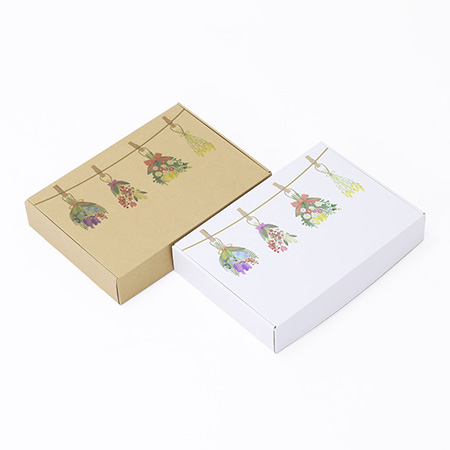 【宅配60サイズ】デザインダンボール箱・茶(お花のガーランド)-6