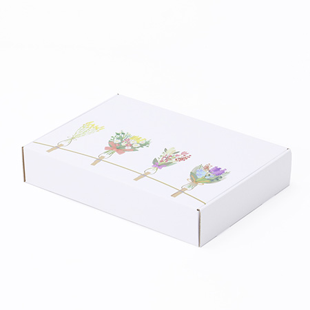 【宅配60サイズ】デザインダンボール箱・白(お花のガーランド)-3