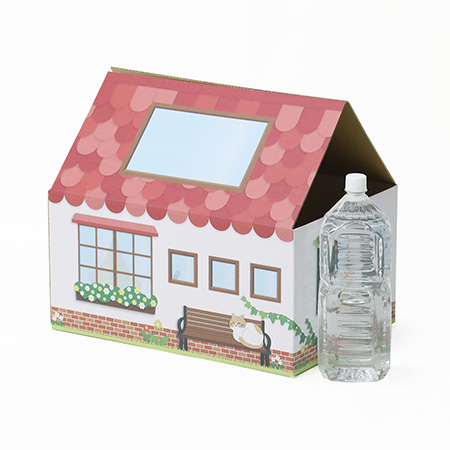 三角屋根の猫の家(赤)-2