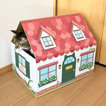 三角屋根の猫の家(赤)-7