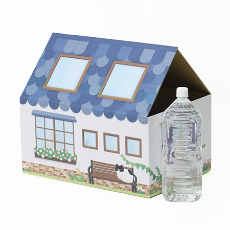 三角屋根の猫の家(青)-2