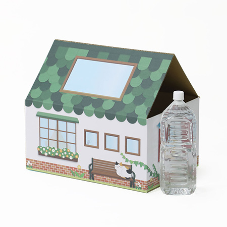 三角屋根の猫の家(緑)-2