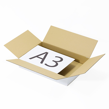 【宅配100サイズ】B3用紙対応 浅型ダンボール箱(白)-3