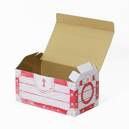 宅配60サイズ】赤色の宝箱ボックス｜シンプルな一色印刷｜宅配便で 