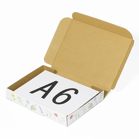 【A6/厚さ3cm】ゆうパケット対応デザインダンボール箱 花のフレーム(水彩)-4