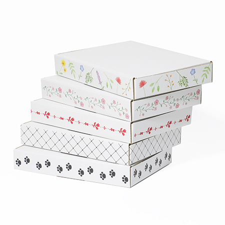 【A6/厚さ3cm】ゆうパケット対応デザインダンボール箱 花のフレーム(水彩)-7