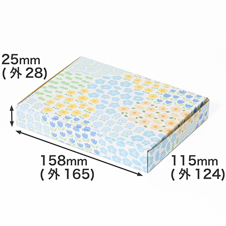 【A6/厚さ3cm】ゆうパケット対応デザインダンボール箱 お花畑(ブルー)-1