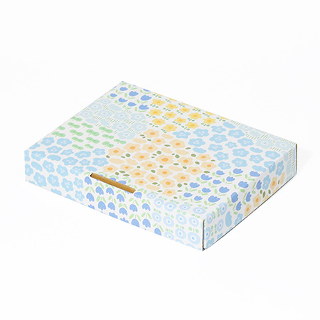 【A6/厚さ3cm】ゆうパケット対応デザインダンボール箱 お花畑(ブルー)-3