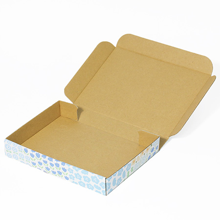 【A6/厚さ3cm】ゆうパケット対応デザインダンボール箱 お花畑(ブルー)-5