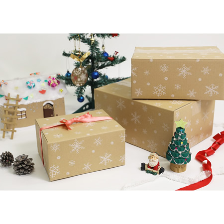 【宅配80サイズ】デザインダンボール箱(雪の結晶)まとめ買い-3