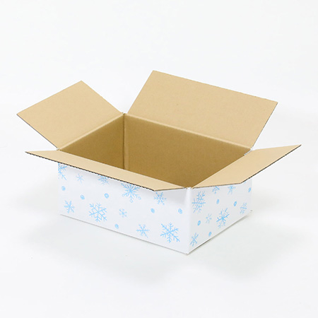 【宅配60サイズ】デザインダンボール箱(雪の結晶・白×水色)まとめ買い-3