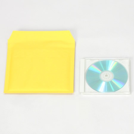 ラクラク商品梱包。CDジュエルケースが入る黄色いクッション封筒 | 黄｜格安価格のダンボール(段ボール)通販・購入・販売なら【アースダンボール】