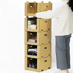 便利なダンボール製収納グッズ|軽量・丈夫・低コスト|スタッキングできる収納ボックス・ストッカー|商品棚・整理棚・段ボール棚に